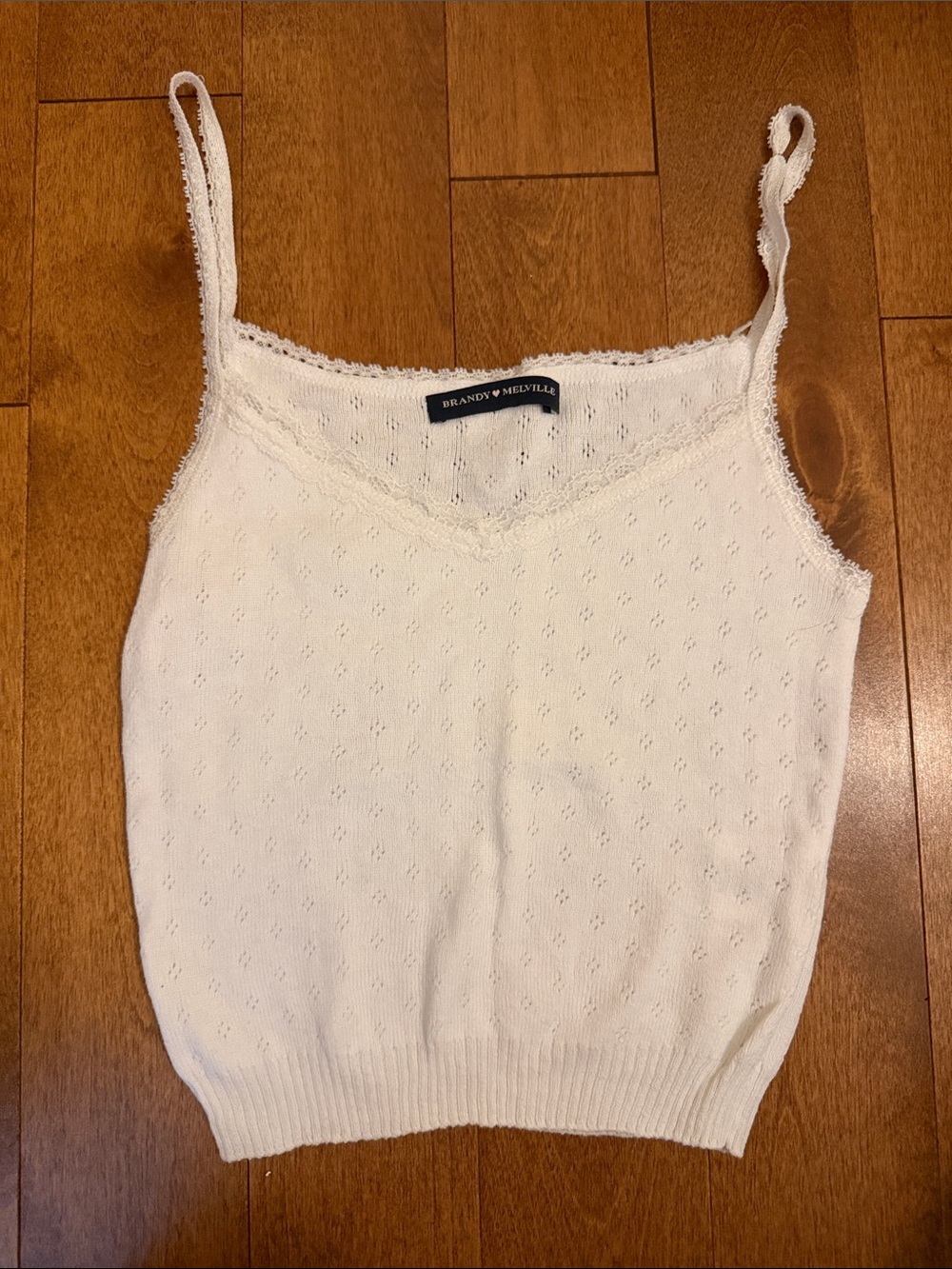 Brandy Melville White Eyelet Knit Camisole